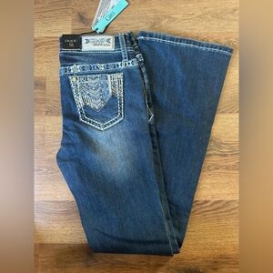 Grace Medium Blue Embroidered Bootcut Jeans
